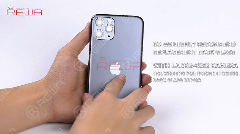 The camera holder ring of iPhone 11 series is harder and comes with thick inside walls, adding to the difficulty of polishing. Meanwhile, the camera lens can also be easily damaged during polishing. So we highly recommend replacement back glass with a big camera hole for iPhone 11 series back glass repair. 