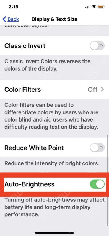 iPhone Auto-brightness