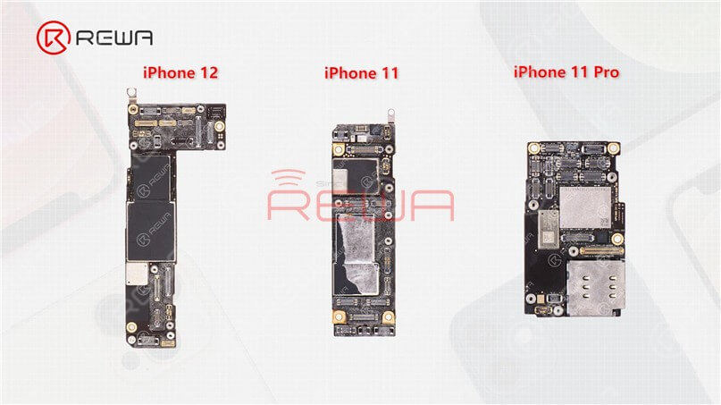 By contrast, the U.S. version iPhone will feature an extra mmWave antenna while the motherboard will have an additional mmWave antenna connector seat. In addition to differences in the outer look, the layout of the three motherboards is also different. The motherboard of the iPhone 12 is placed on the left while the motherboard of the iPhone 11 and iPhone 11 Pro is placed on the right.