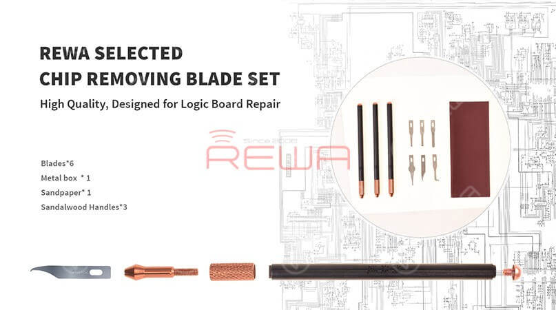 REWA Selected Wooden Handle Blade Set For Logic Board Chip Removing