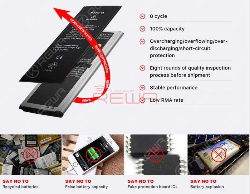 Qualified iPhone Aftermarket Batteries - REWA Selected