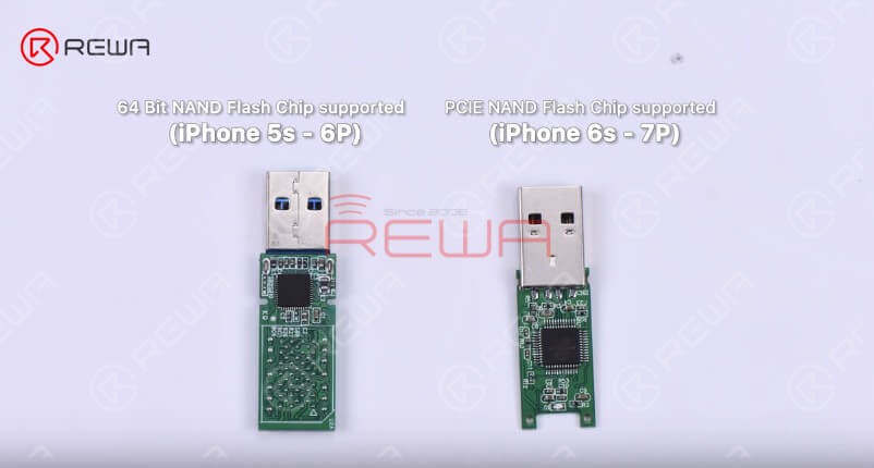 Now we need a bare USB flash drive PCB. We can see that the bare USB flash drive PCB supports 64 Bit NAND Flash Memory Chips and you can solder two NAND flash chips onto its two sides.