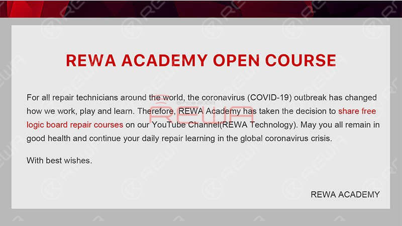 And here are some good news. REWA Academy has taken the decision to share free logic board repair courses on our YouTube Channel(REWA Technology). And we will walk you through the work-flow of iPhone X Boot Circuit.