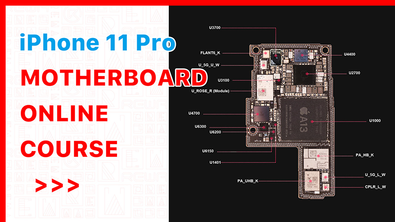 Distribución de los chips de la placa base del iPhone 11 Pro