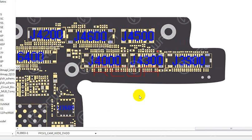  Next we need to open the point map and find the relevant component information. Here we recommend using REFOX. A concise and smooth bitmap software that provides reliable schematics and board files for Apple/Samsung/Huawei (so far) motherboard repair.