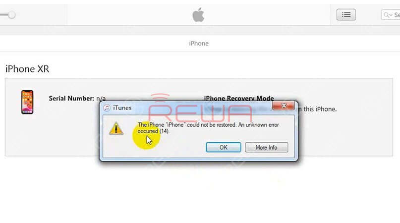  connect the phone with the computer and restore it via iTunes. We can judge by the iTunes error code and their corresponding analysis. In this case, error 14 appears. Our first guess is that the problem may be with the NAND flash chip or malfunction of NAND relevant circuits. Double-checking the motherboard again, we can see signs of water damage around the NAND flash chip. 